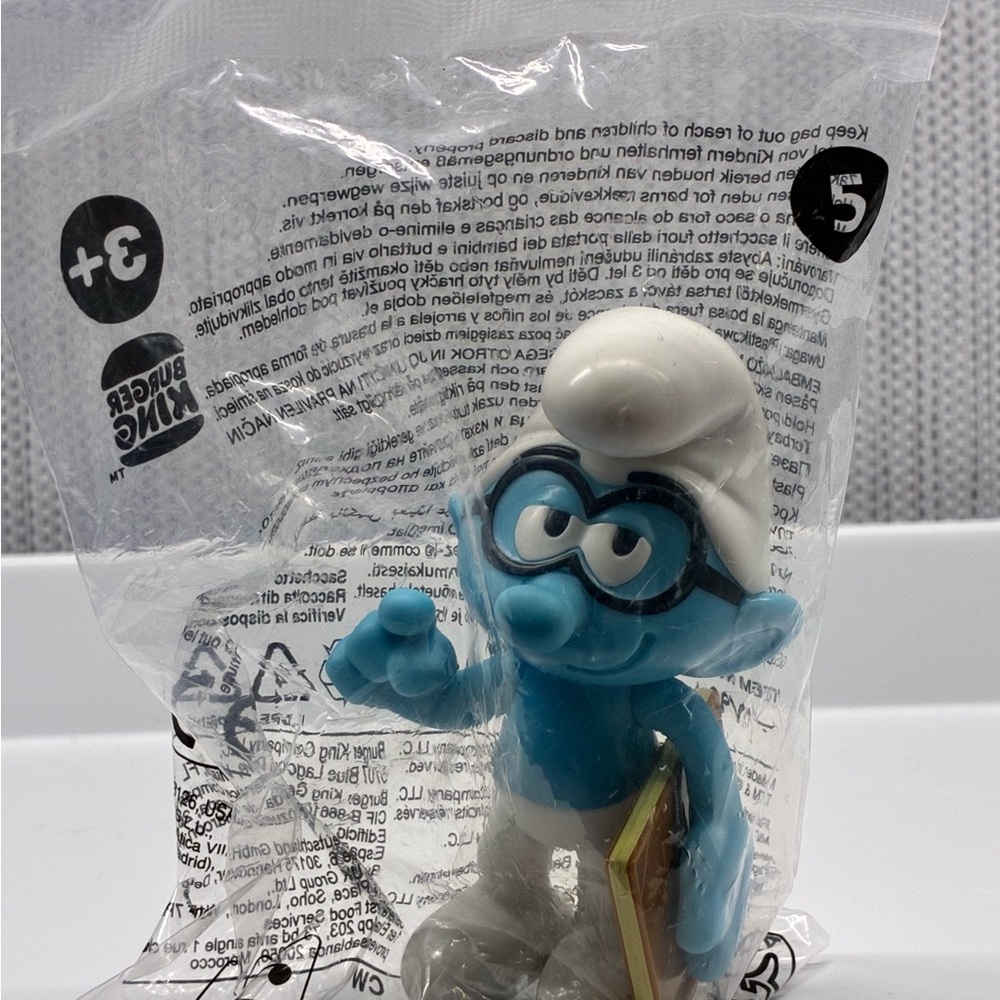 Smurf Toy Figure with Glasses Brainy Smurf